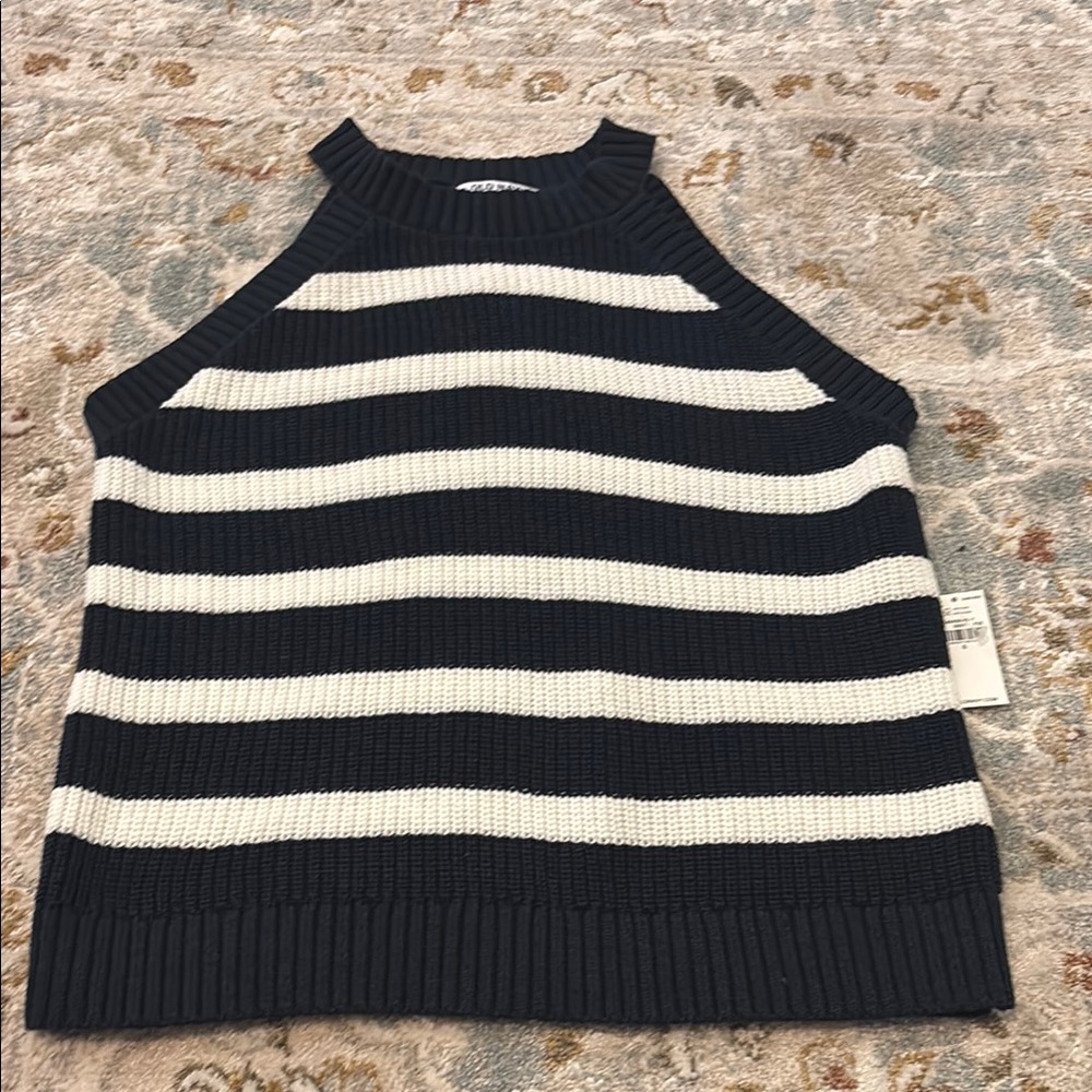 Striped Black and White Knit Tank Top